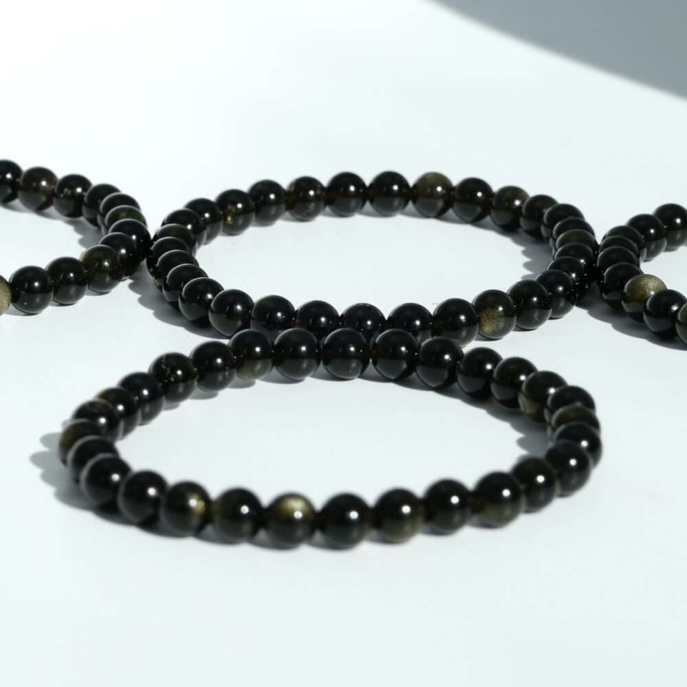goud obsidiaan armband met 6 mm kralen