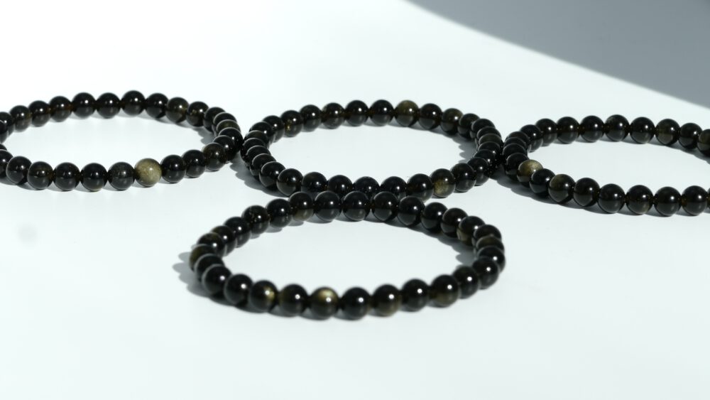 goud obsidiaan armband met 6 mm kralen