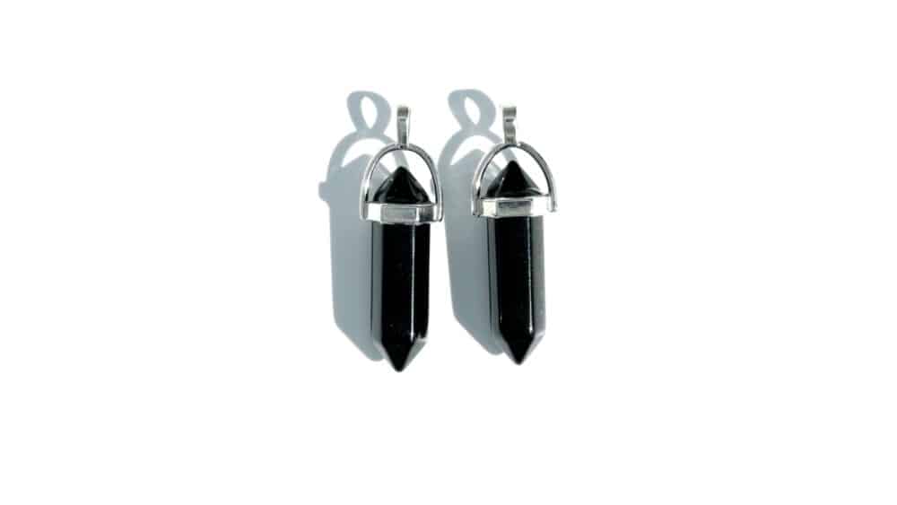 zwarte obsidiaan dubbeleinder hanger