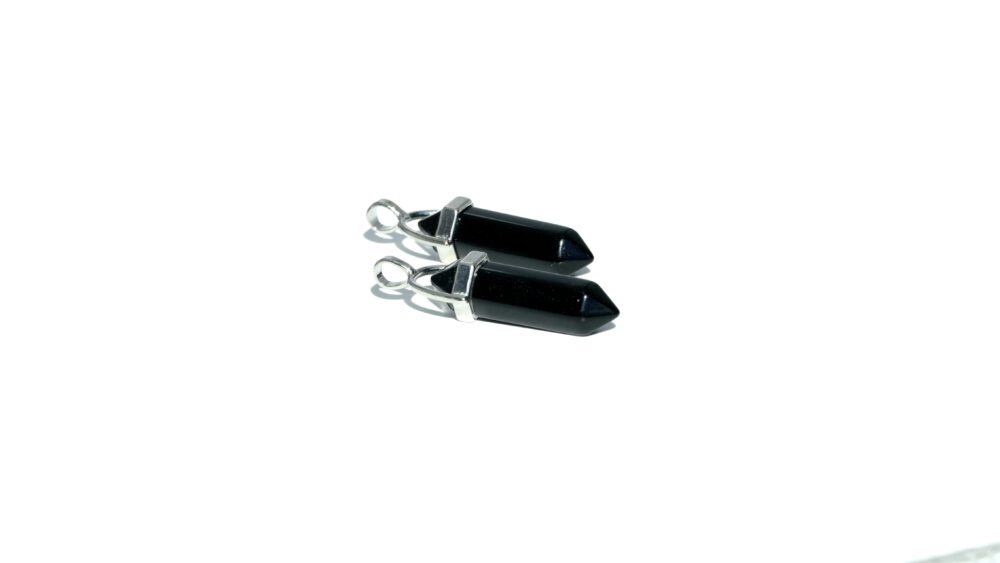 zwarte obsidiaan dubbeleinder hanger