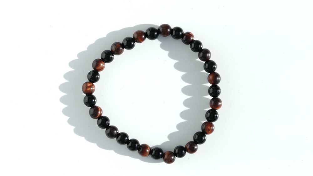 armband onyx rode tijgeroog 6mm kralen