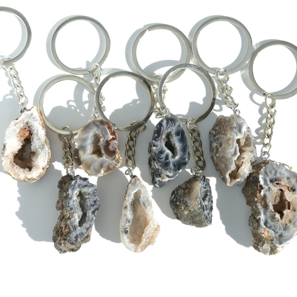 agaat geode sleutelhangers