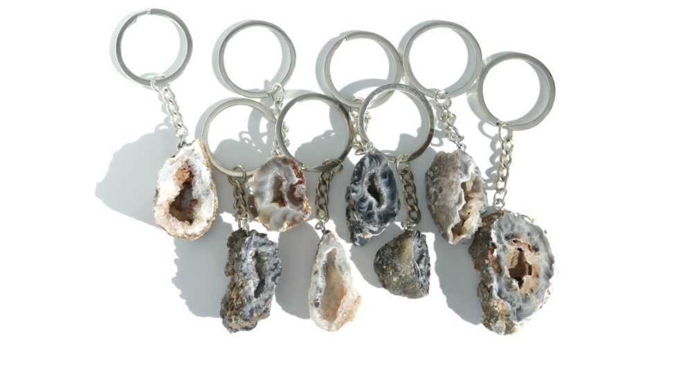 agaat geode sleutelhangers