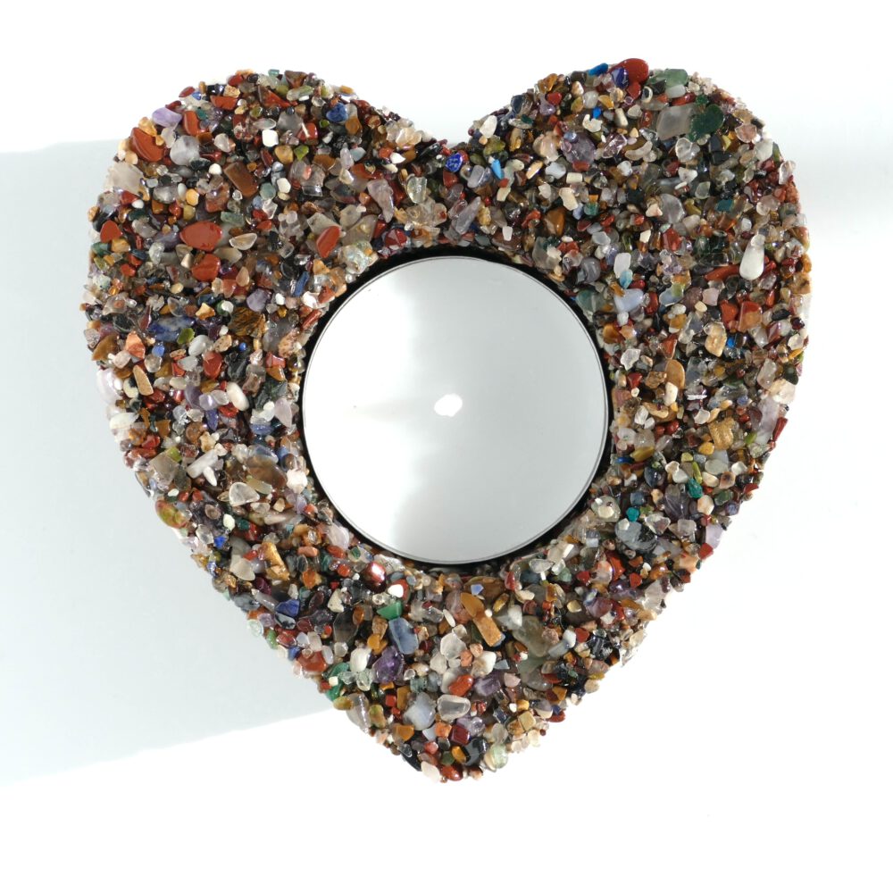 theelichthouder hart steentjes gemixt