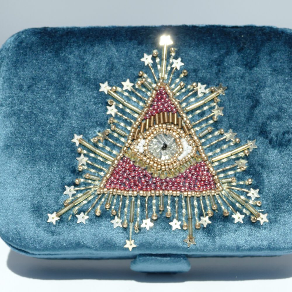 velvet opbergdoosje tarot kaarten stenen sieraden