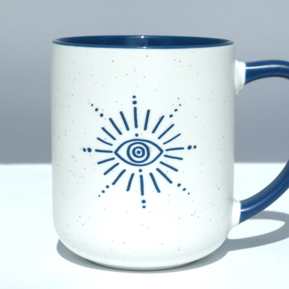 mok beker thee koffie water spiritueel blauw oog